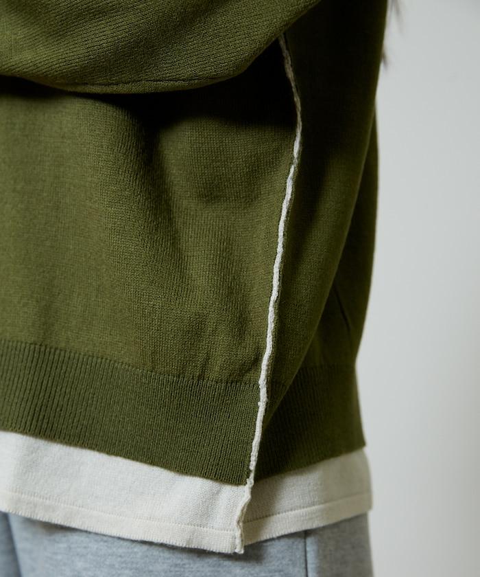 拼接配色針織套頭衫