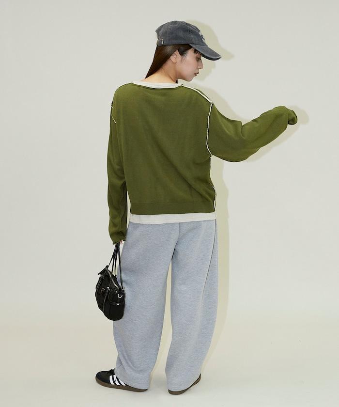 拼接配色針織套頭衫