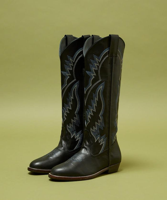 本革長款西部靴