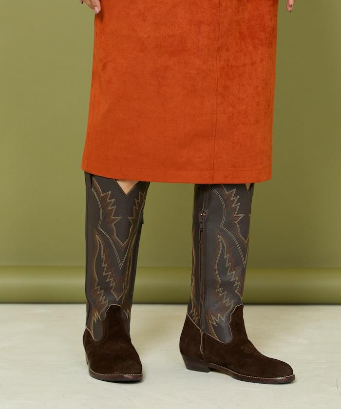 本革長款西部靴