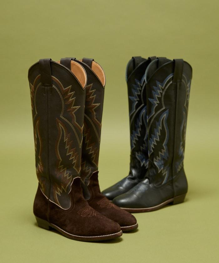 本革長款西部靴