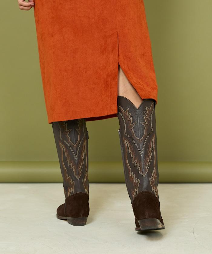 本革長款西部靴