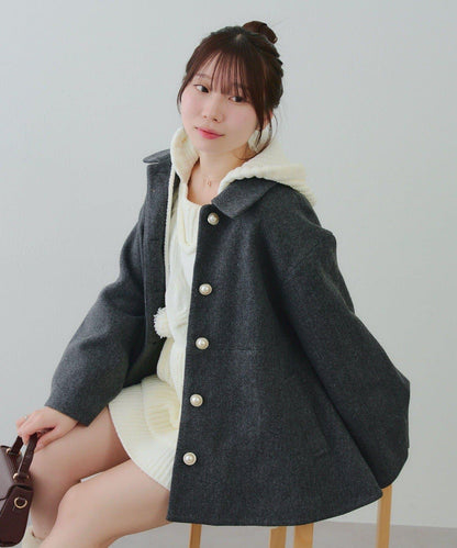 中長款荷葉邊下襬外套