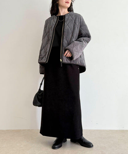 毛絨絎縫拉鍊大衣