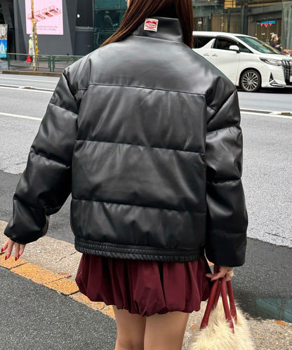 仿皮革泡芙夾克