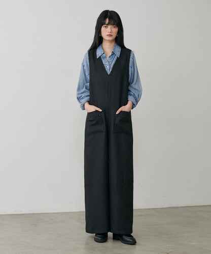 流蘇花呢揹帶褲