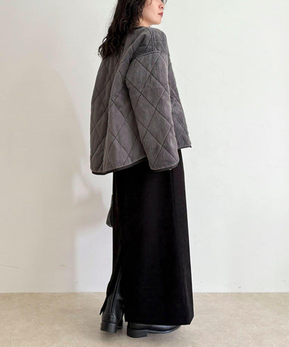 毛絨絎縫拉鍊大衣