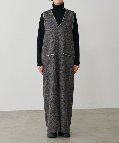 流蘇花呢揹帶褲