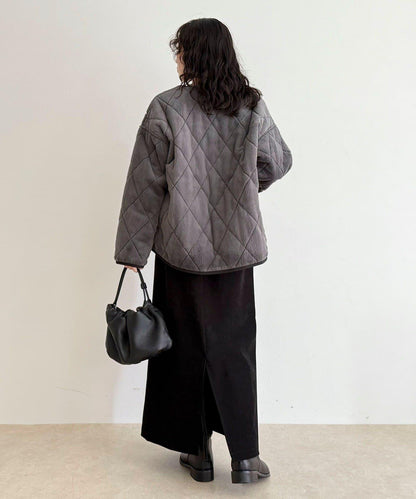 毛絨絎縫拉鍊大衣