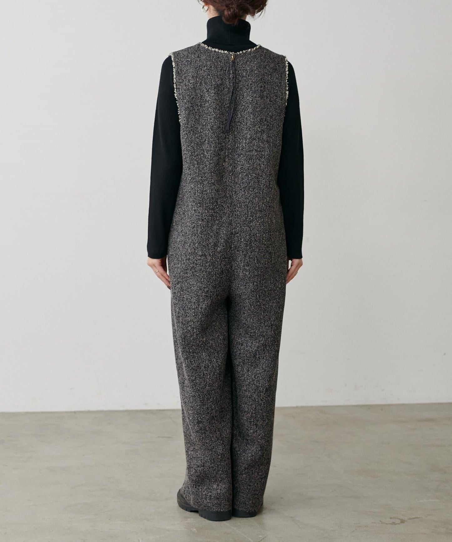 流蘇花呢揹帶褲