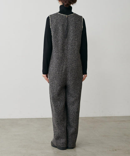 流蘇花呢揹帶褲