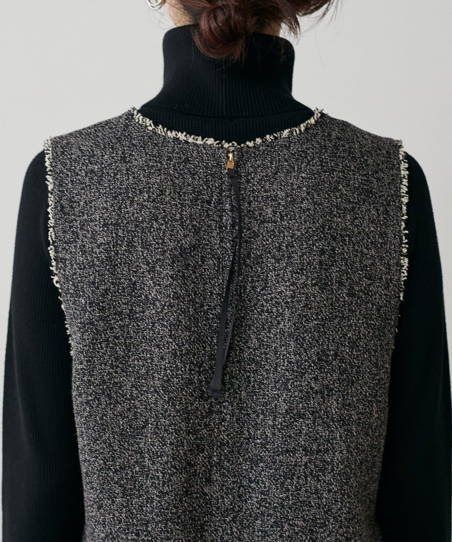 流蘇花呢揹帶褲