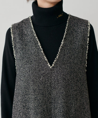 流蘇花呢揹帶褲