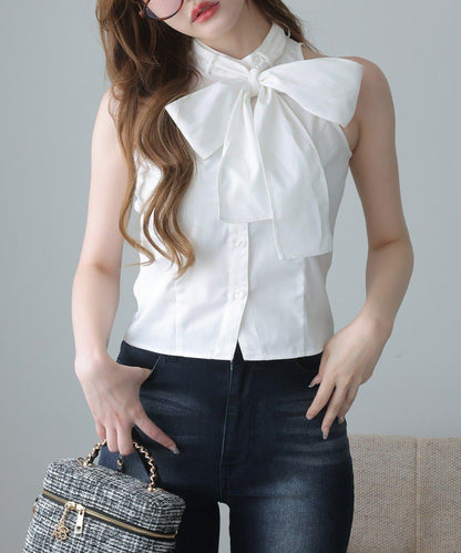 【one after another】美式無袖蝴蝶結襯衫