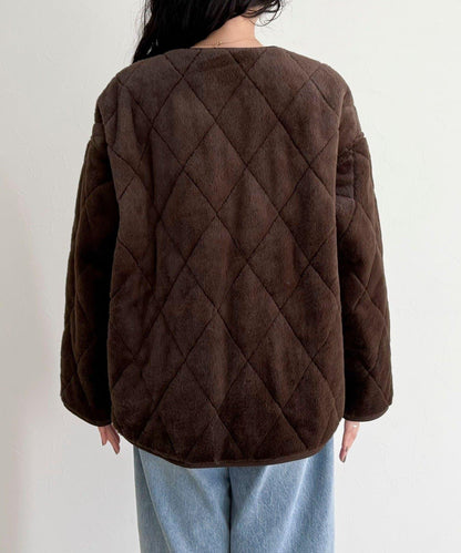 毛絨絎縫拉鍊大衣