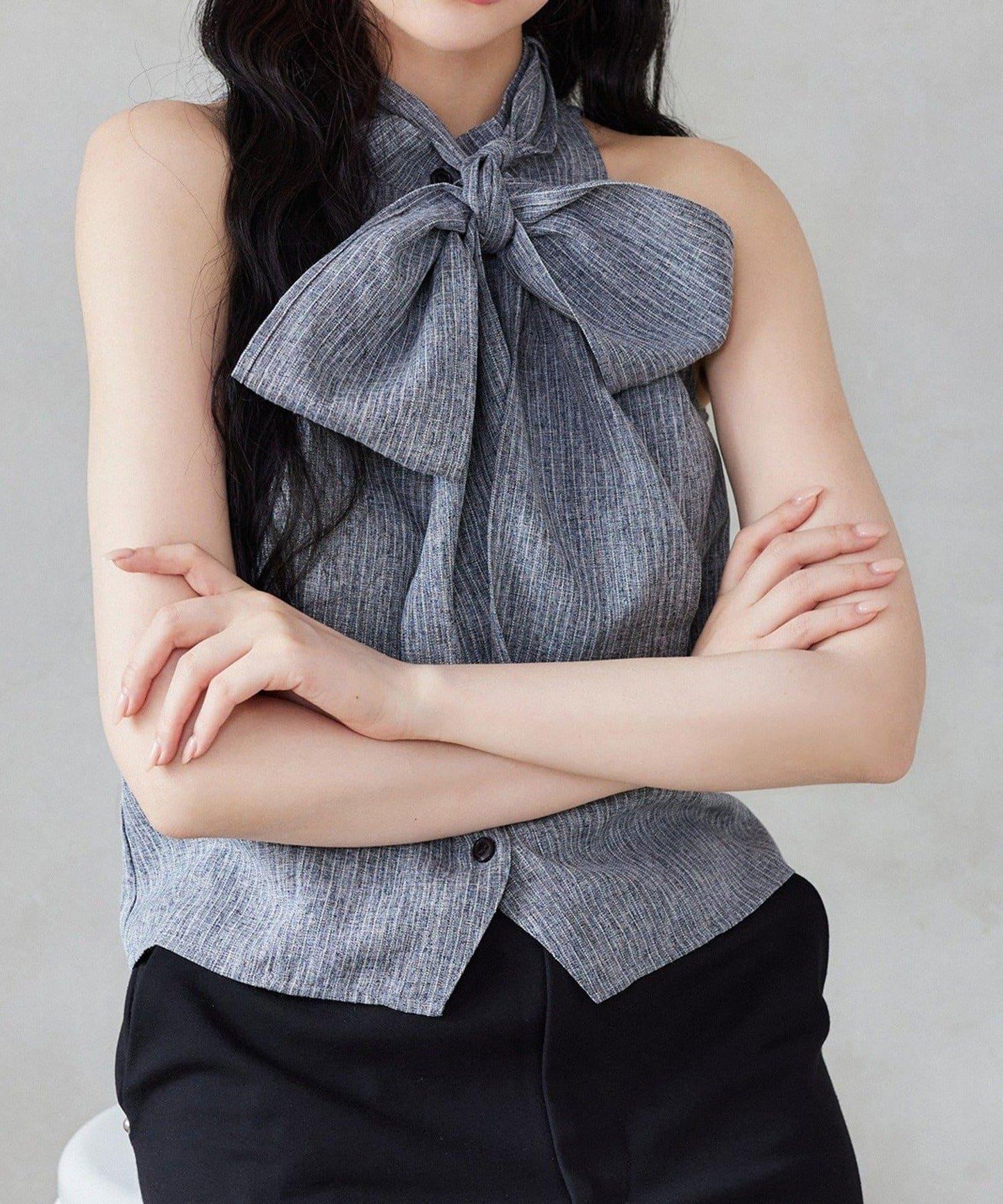 【one after another】美式無袖蝴蝶結襯衫