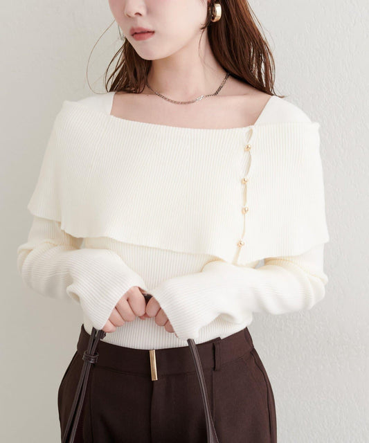 一字肩設計針織衫