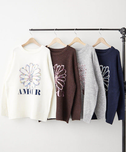 花卉提花針織衫