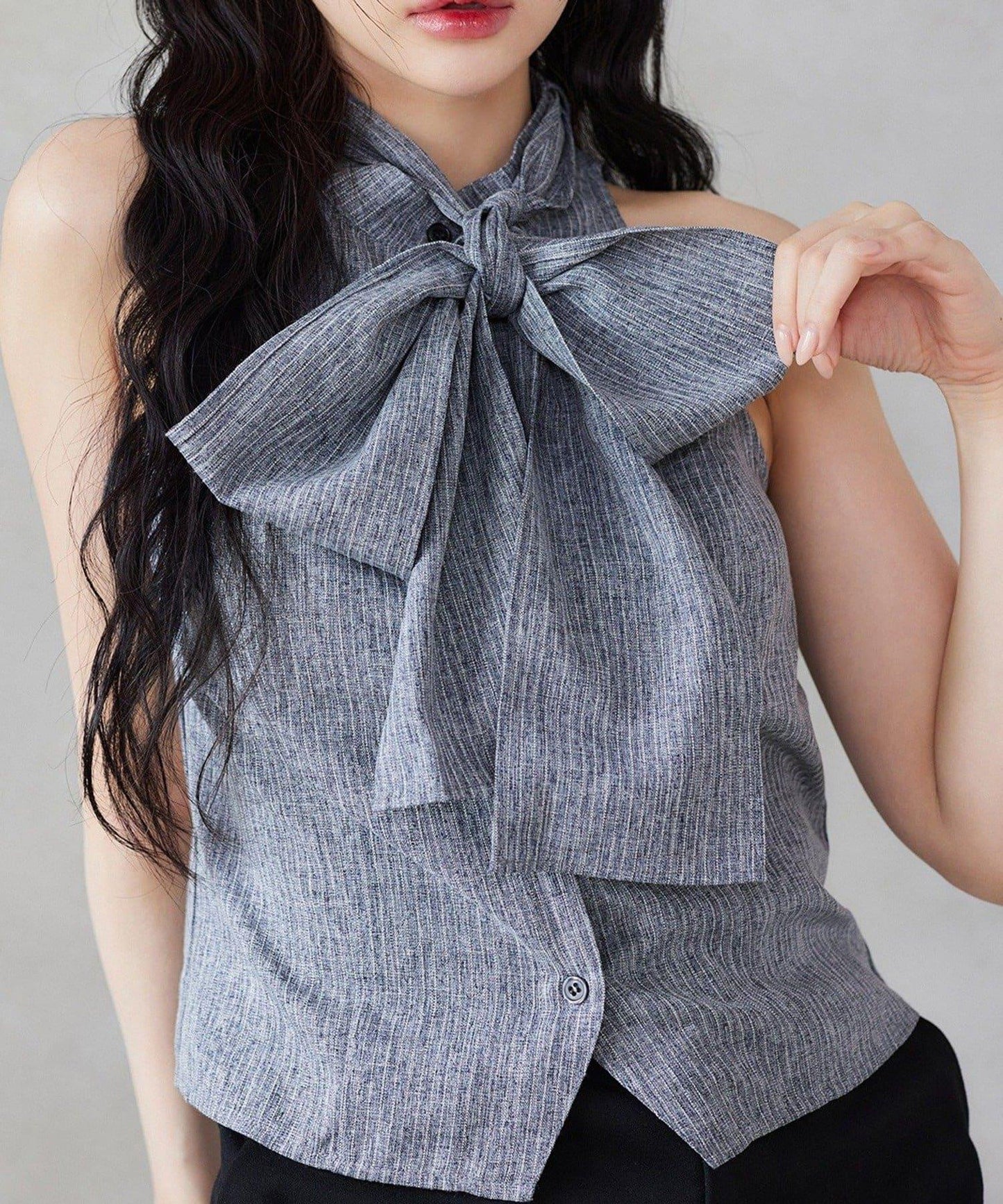 【one after another】美式無袖蝴蝶結襯衫