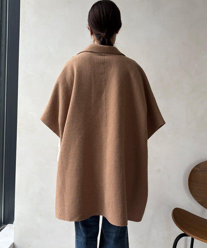 可雙面穿羊羔絨拉鍊斗篷大衣