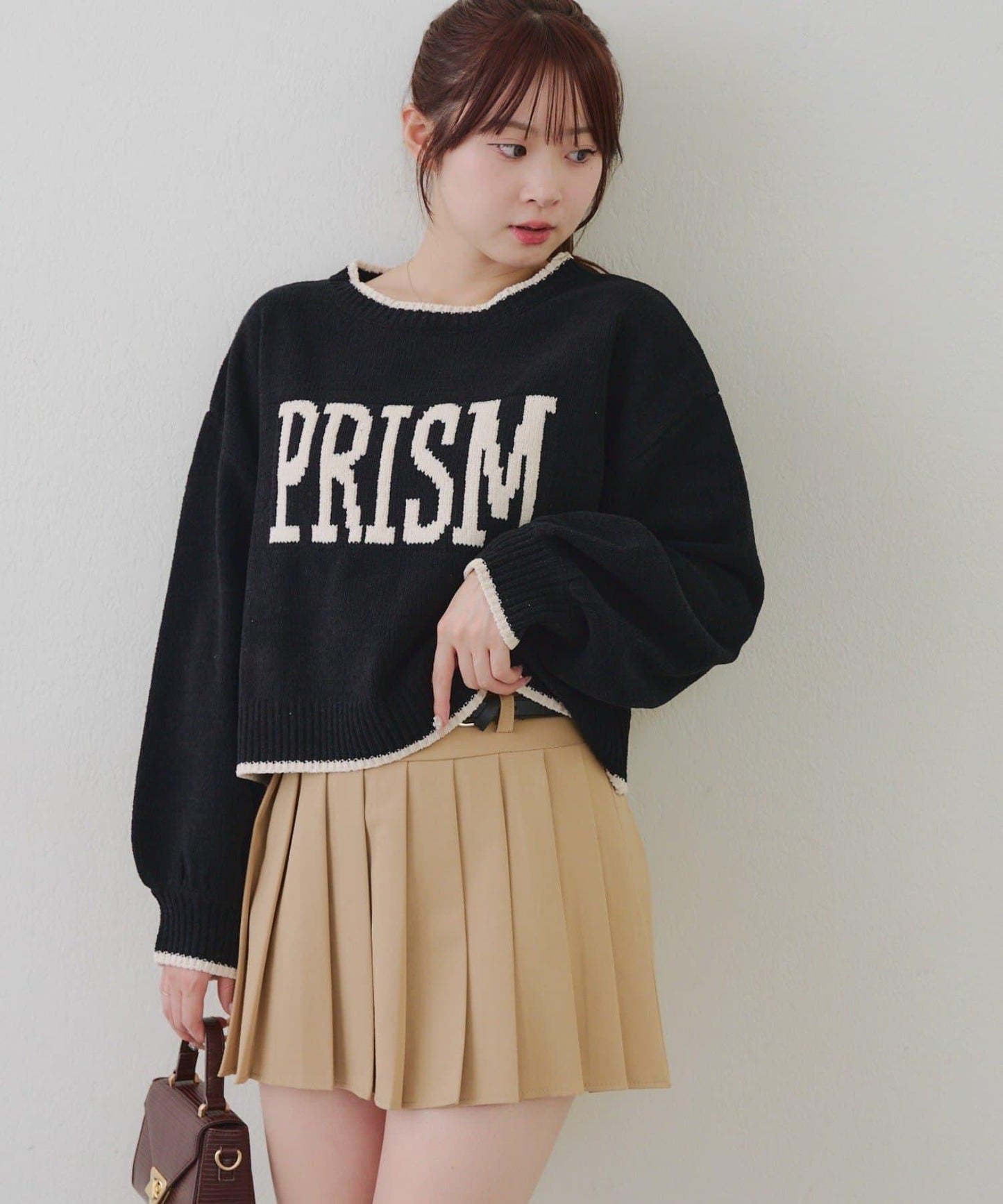 拼色條紋標誌針織衫