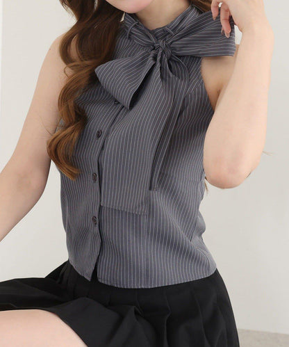【one after another】美式無袖蝴蝶結襯衫