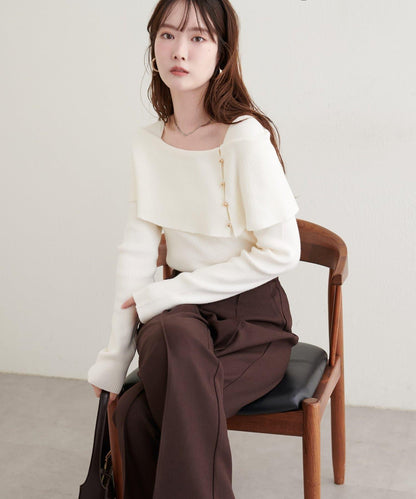 一字肩設計針織衫