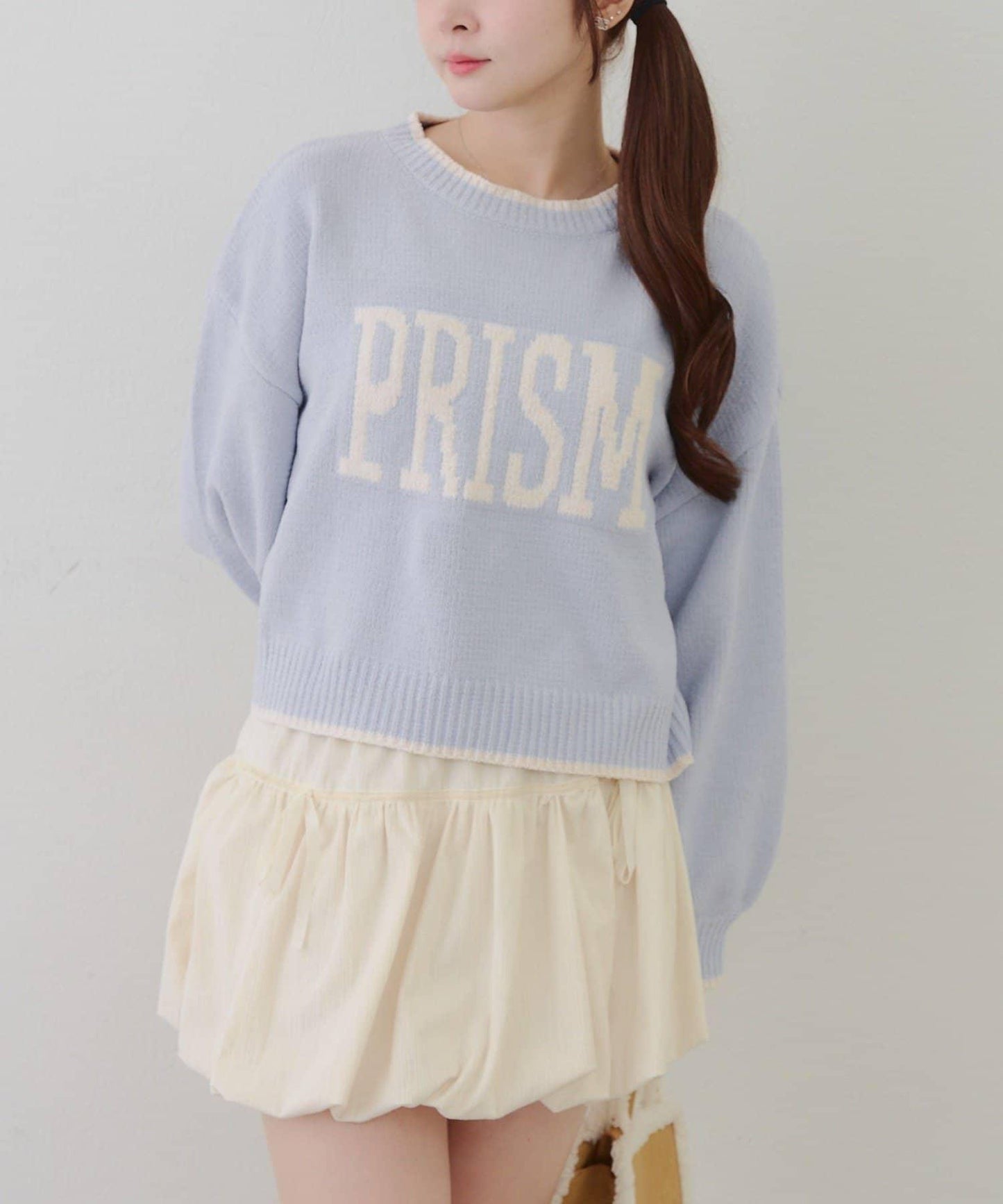 拼色條紋標誌針織衫