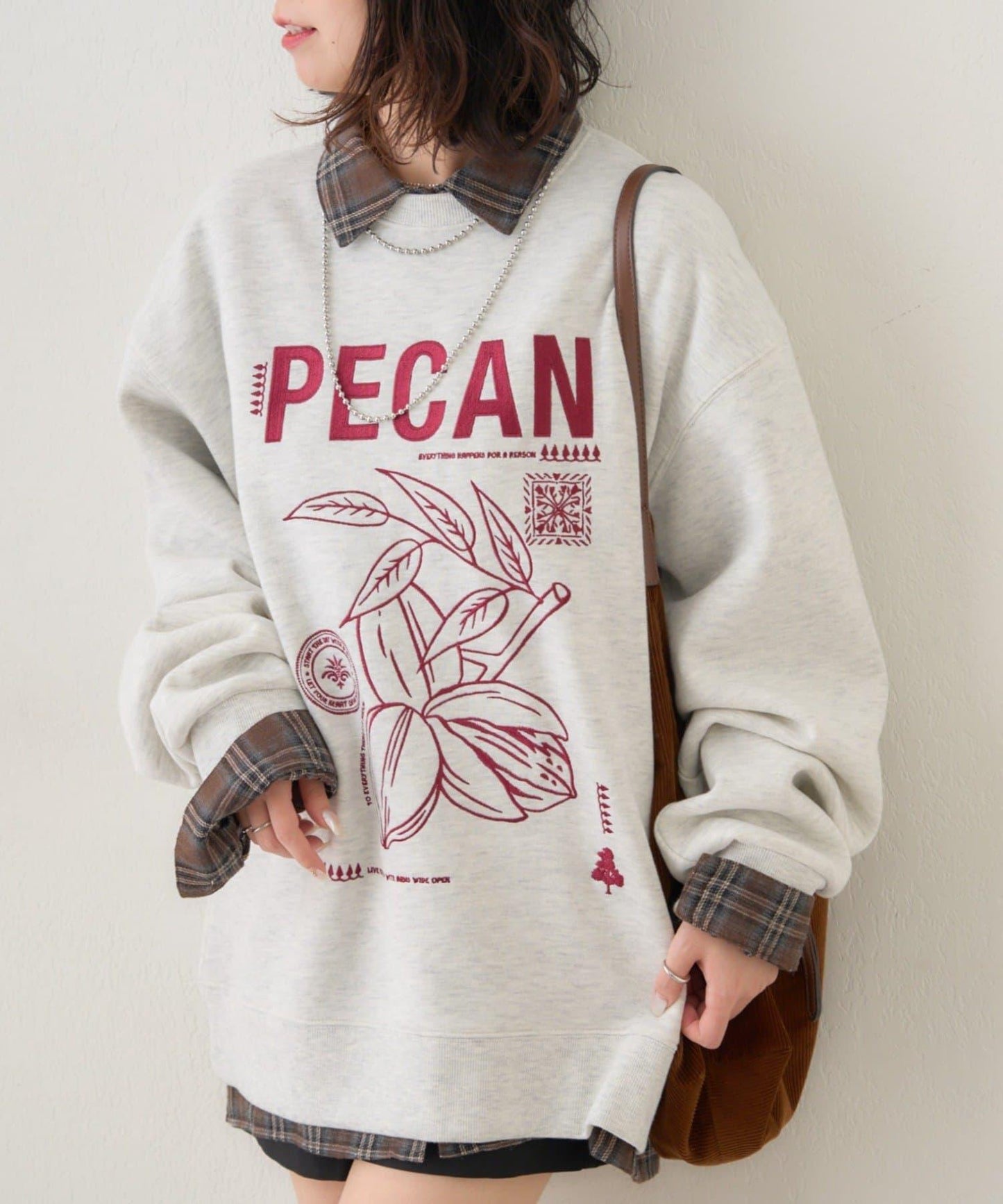 【NUNIFE】圖案刺繡加絨衛衣