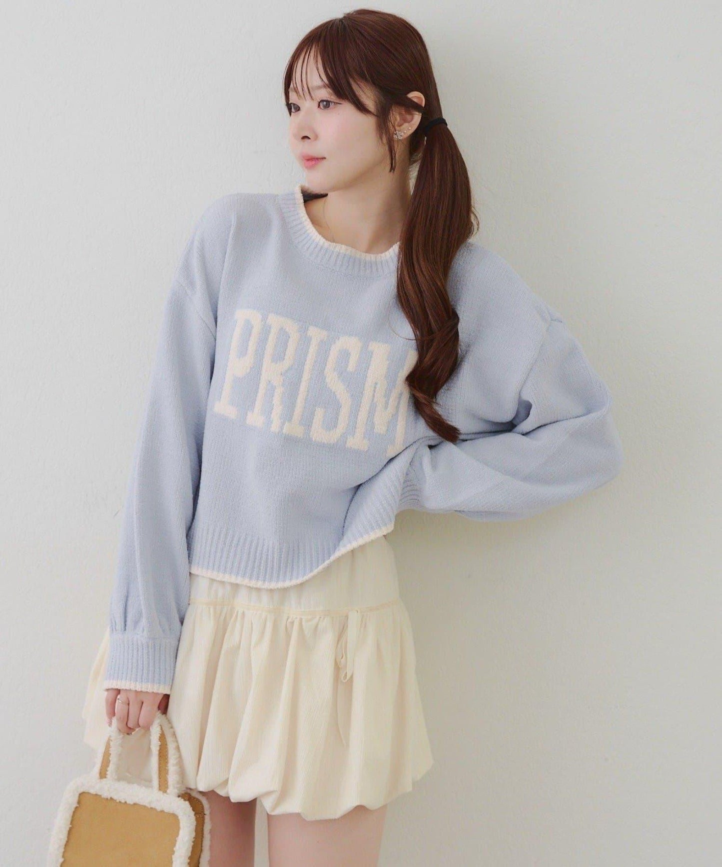 拼色條紋標誌針織衫