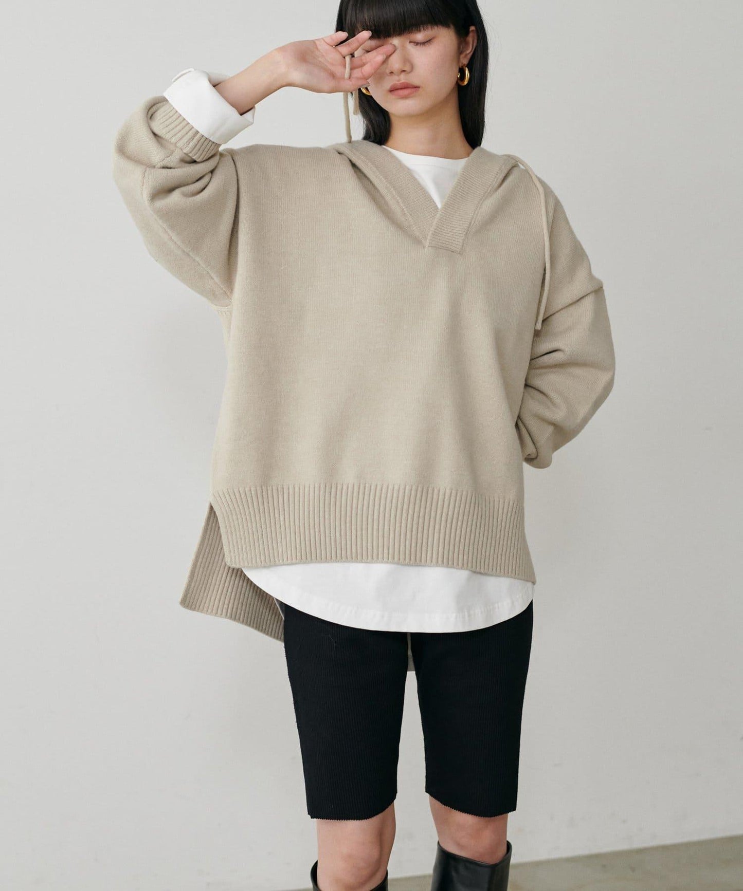 連帽針織套頭衫