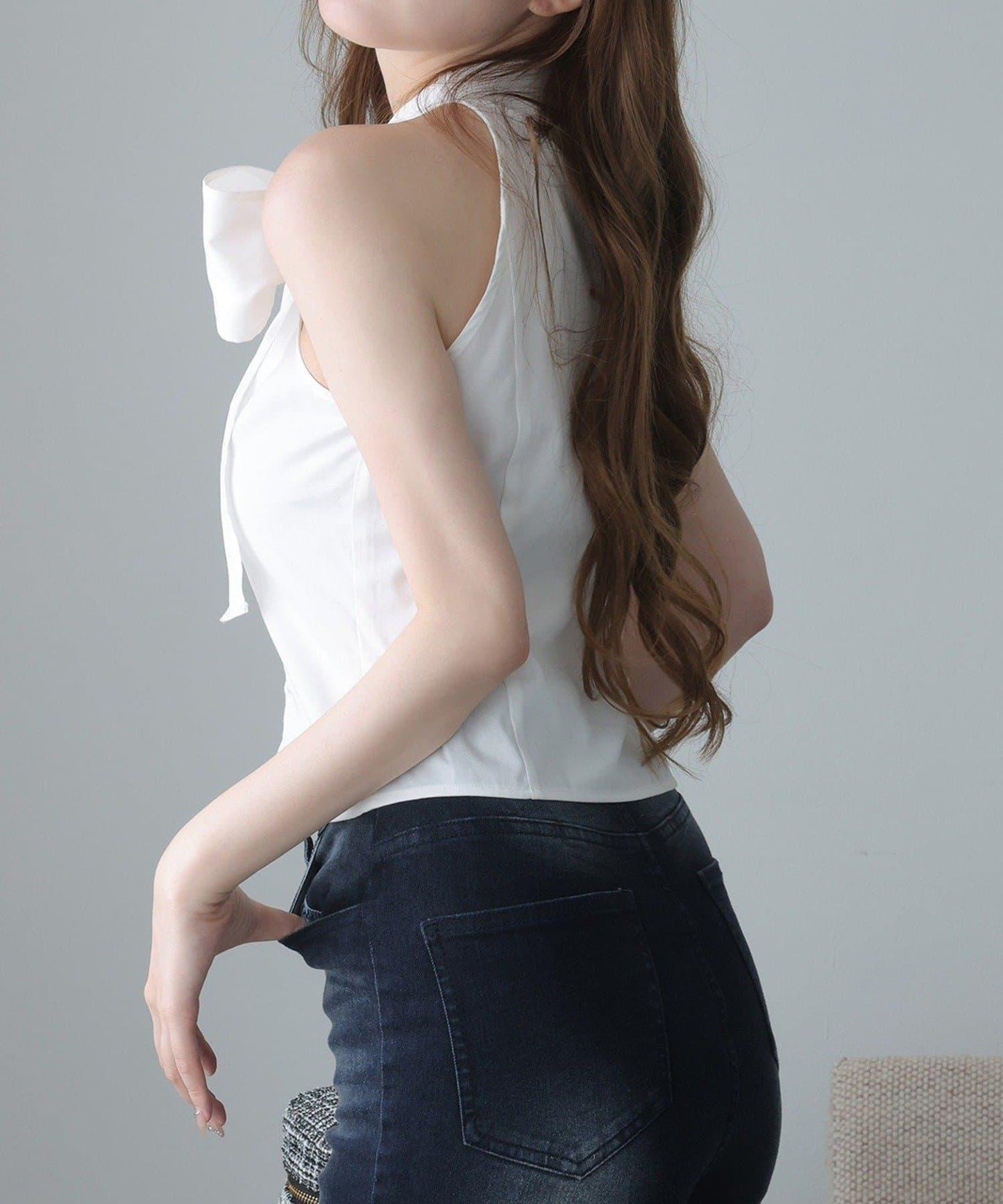 【one after another】美式無袖蝴蝶結襯衫