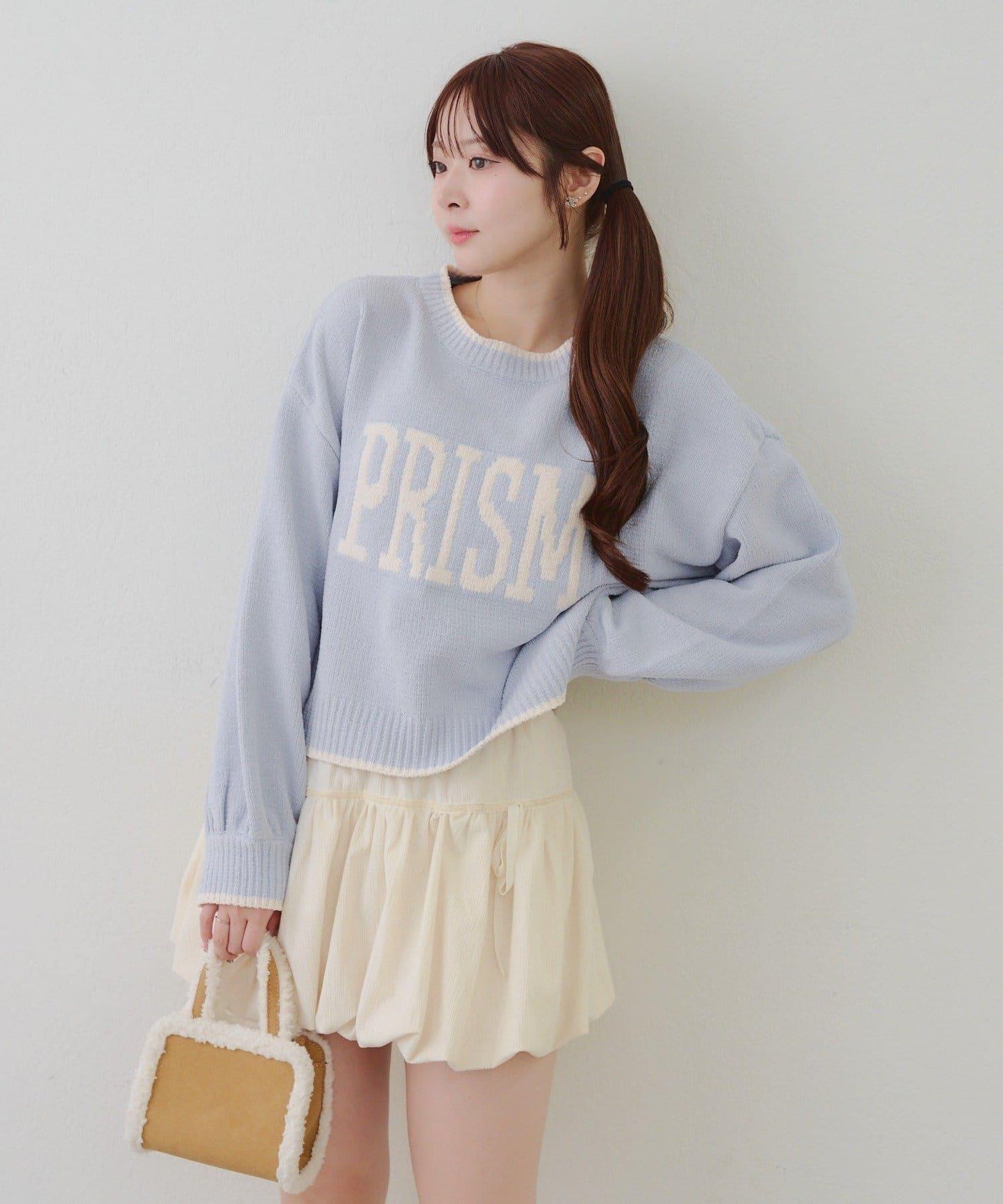 拼色條紋標誌針織衫