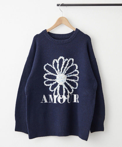 花卉提花針織衫