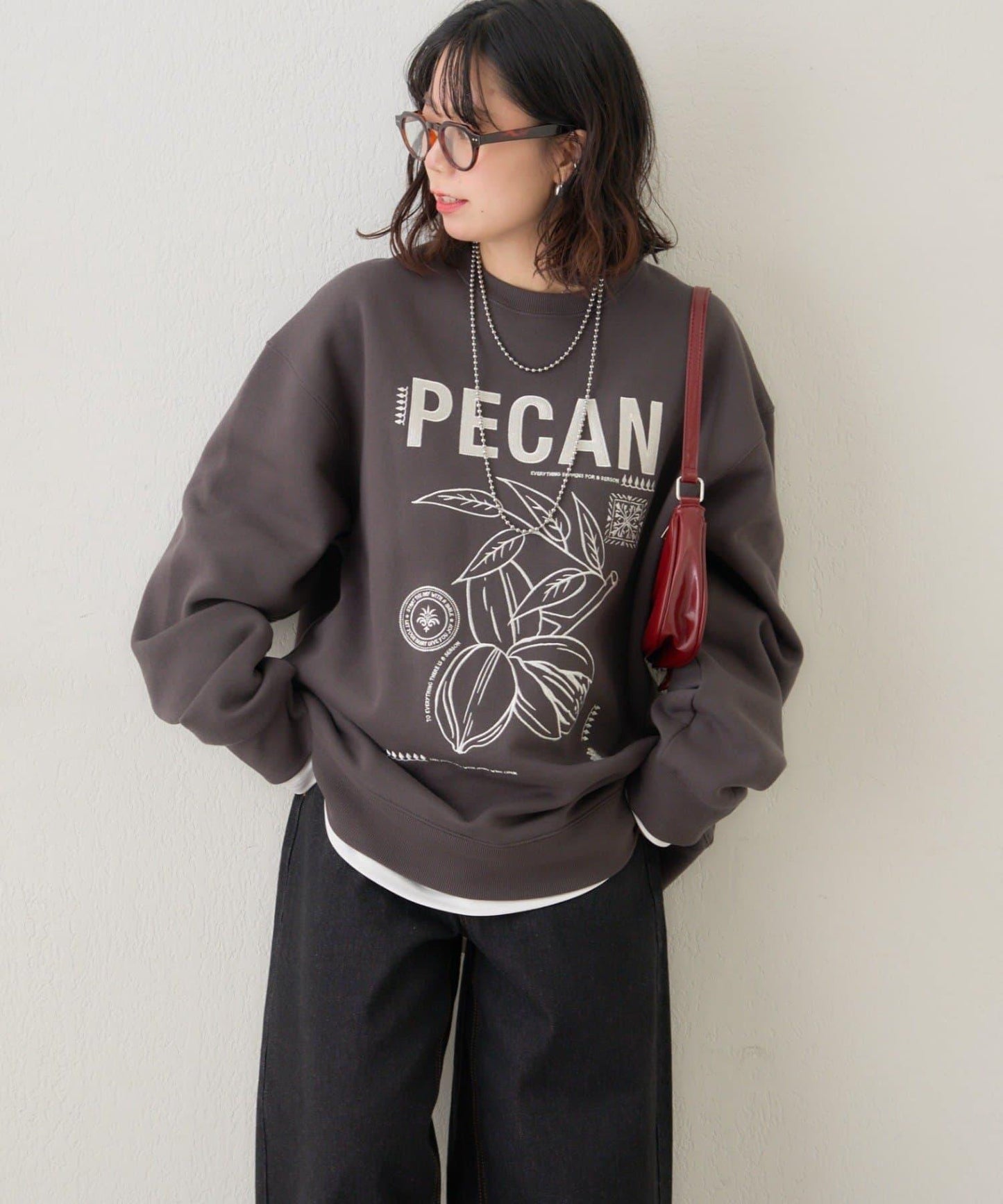 【NUNIFE】圖案刺繡加絨衛衣