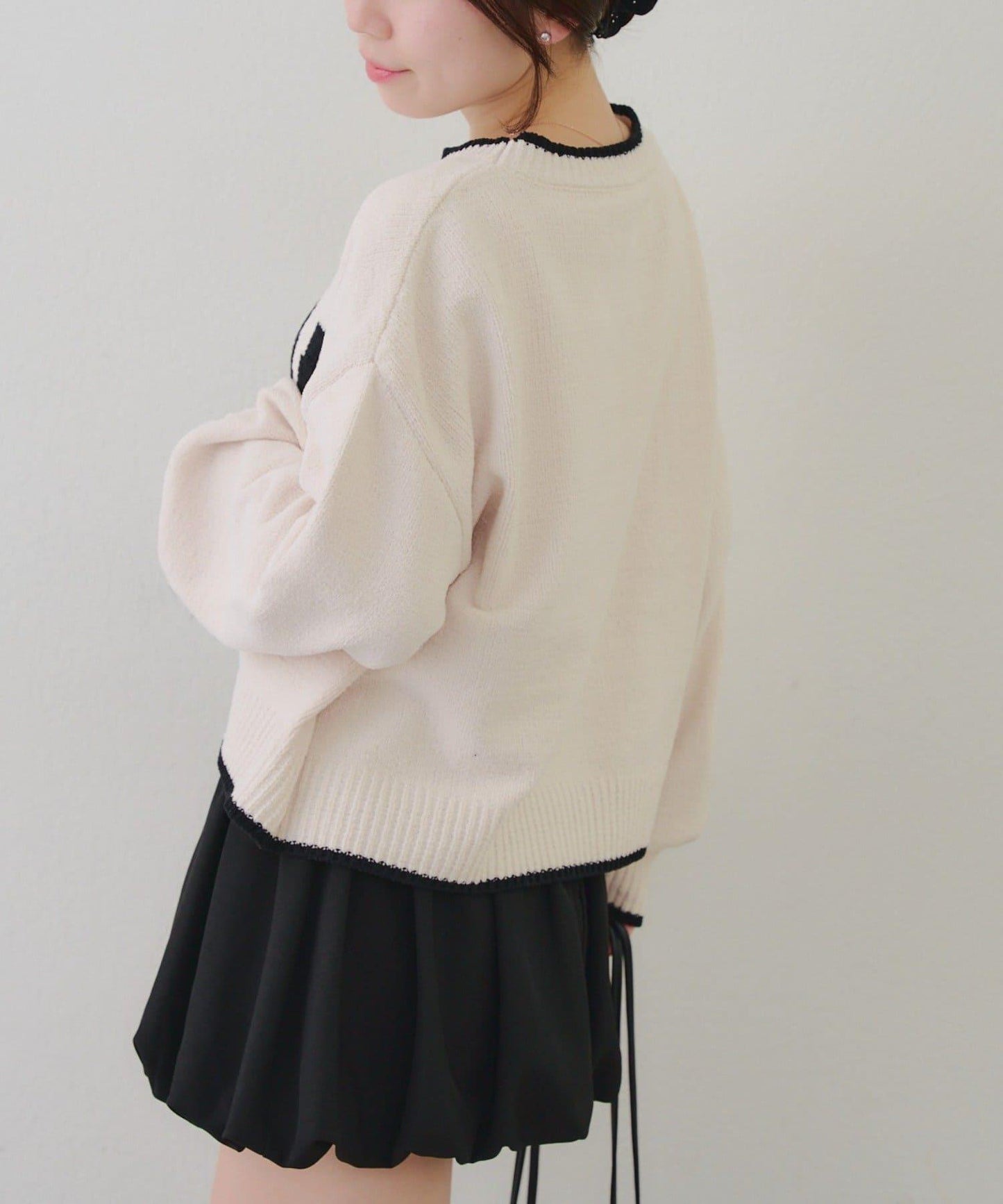 拼色條紋標誌針織衫