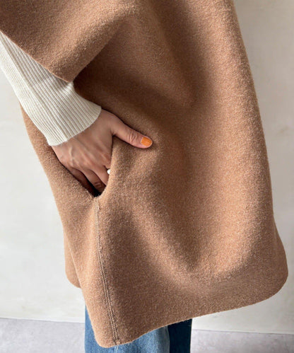 可雙面穿羊羔絨拉鍊斗篷大衣