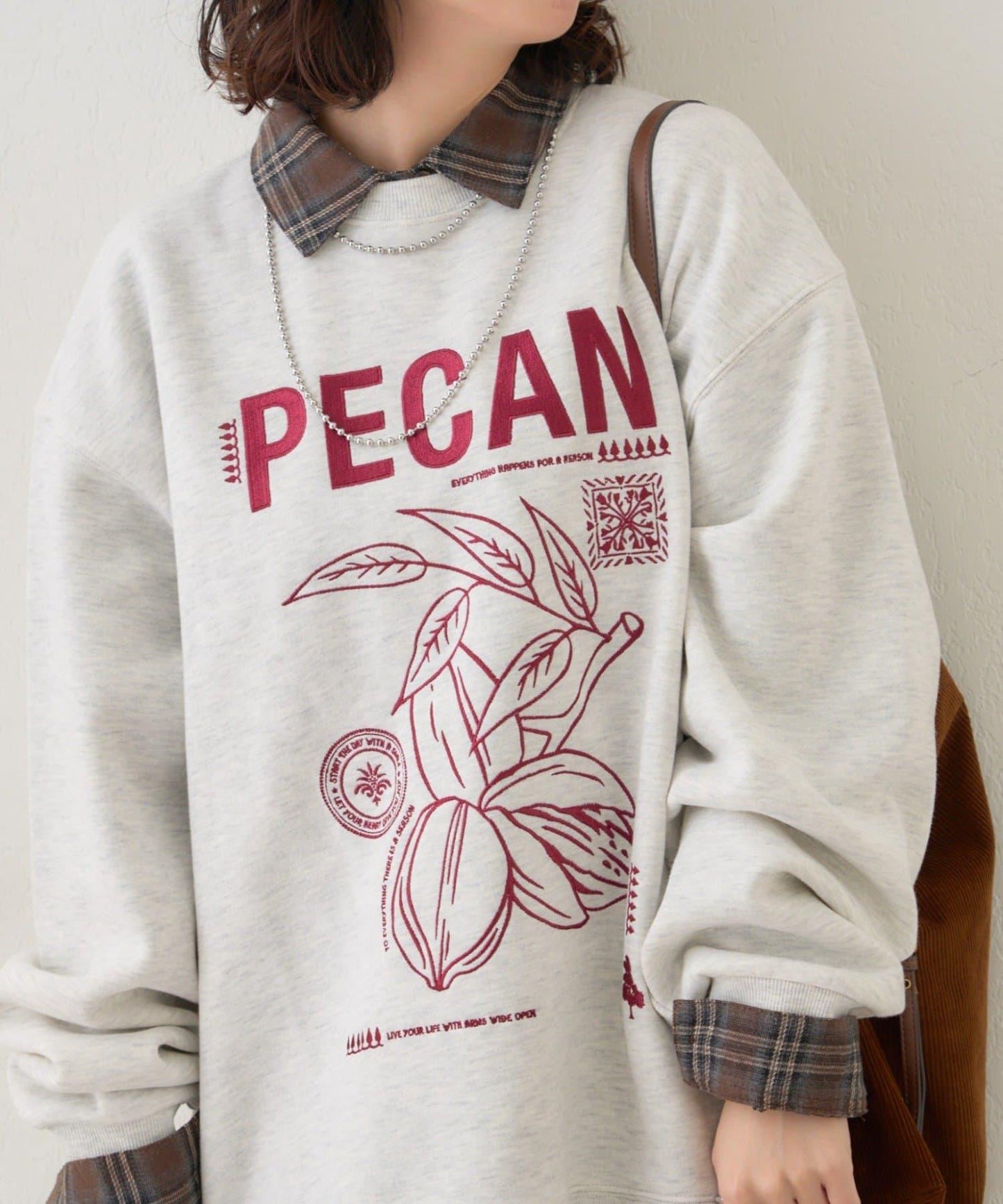 【NUNIFE】圖案刺繡加絨衛衣