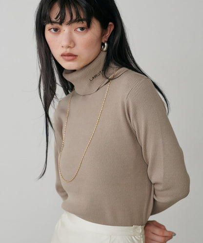 LARUTA標誌刺繡羅紋高領衫