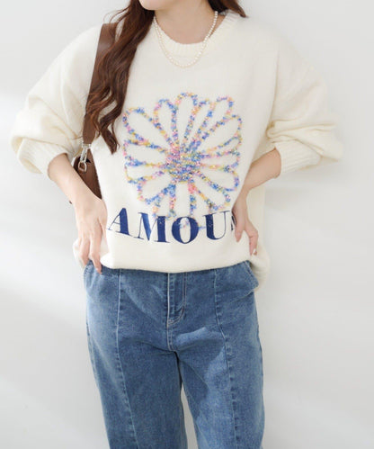 花卉提花針織衫