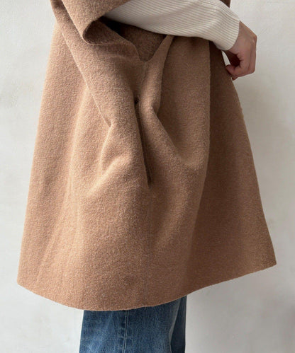 可雙面穿羊羔絨拉鍊斗篷大衣