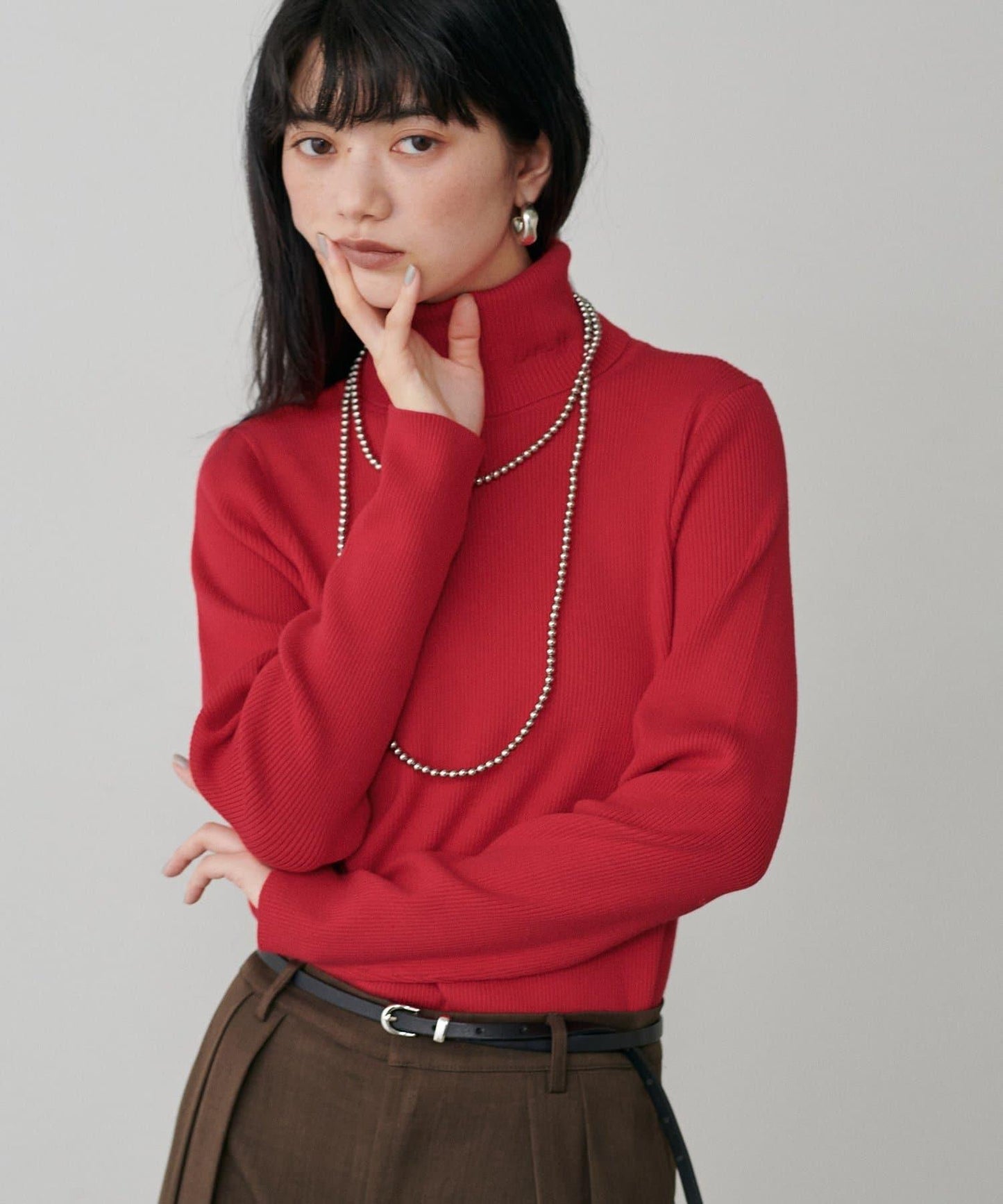 LARUTA標誌刺繡羅紋高領衫