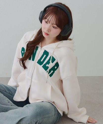 大LOGO拉鍊連帽衛衣