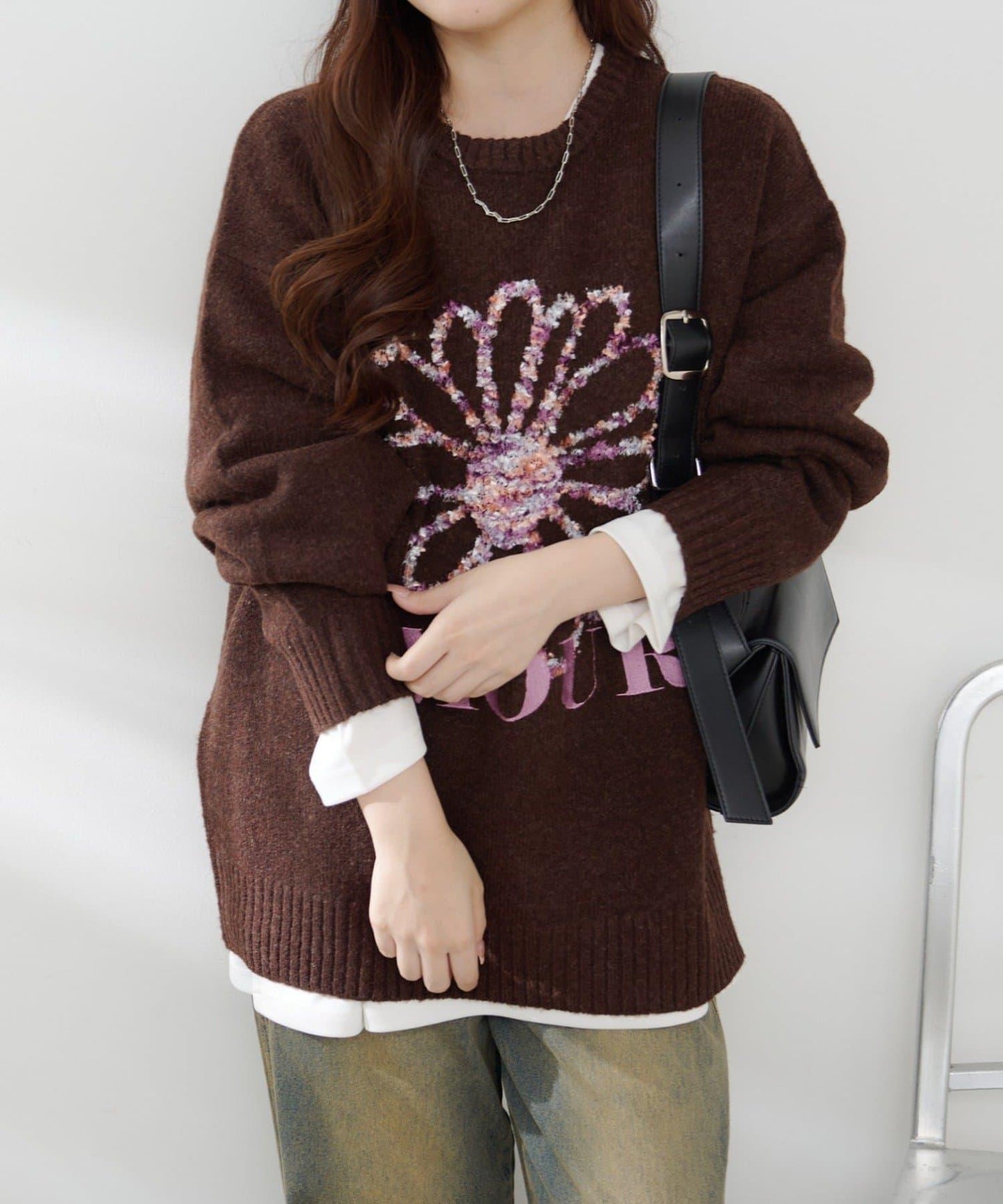 花卉提花針織衫