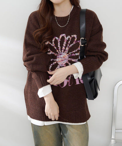 花卉提花針織衫