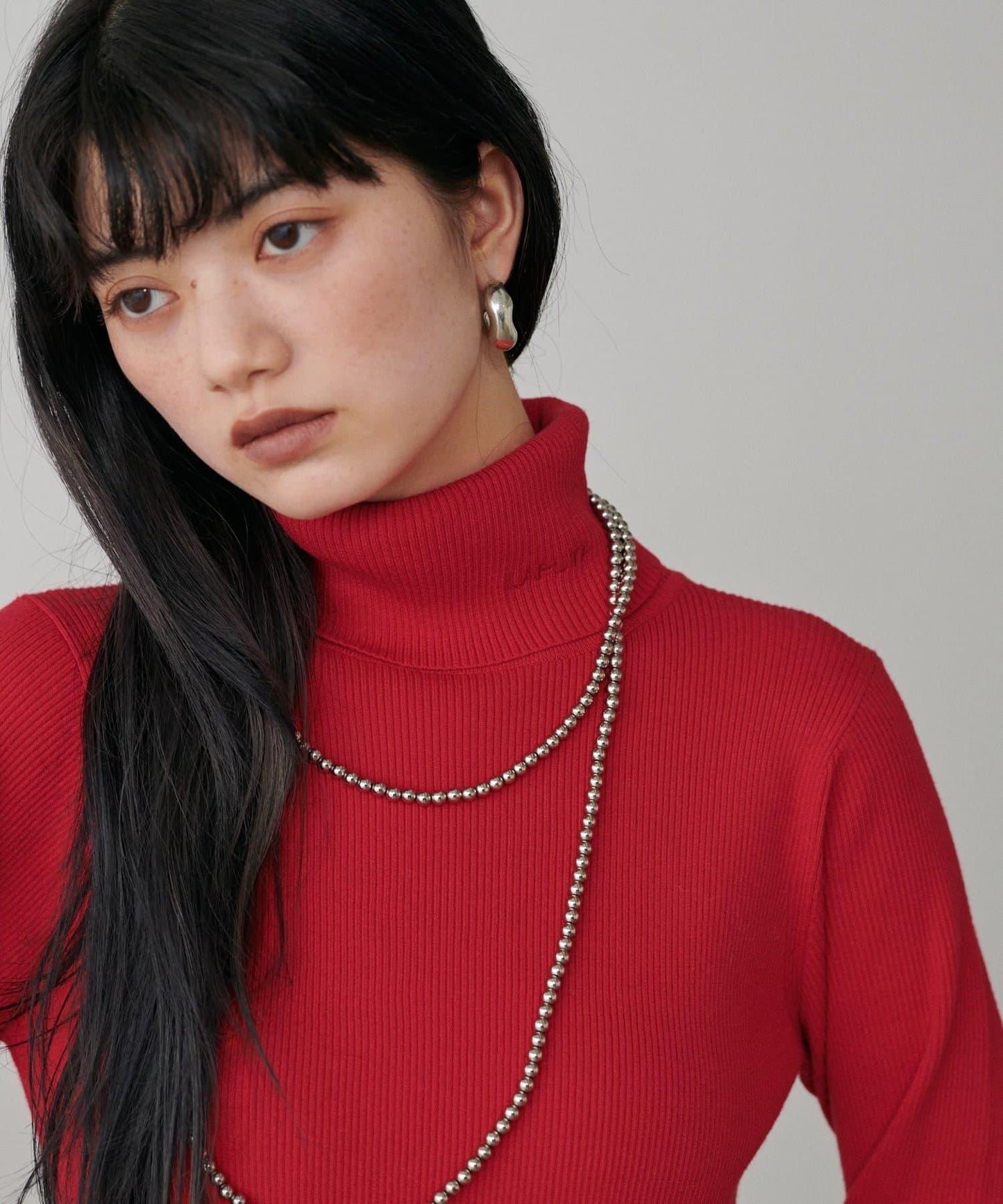 LARUTA標誌刺繡羅紋高領衫