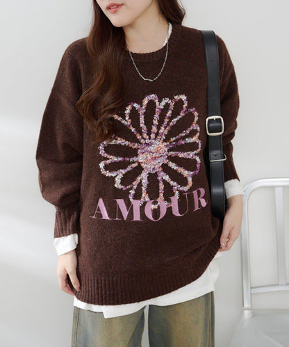 花卉提花針織衫