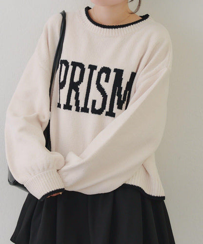 拼色條紋標誌針織衫