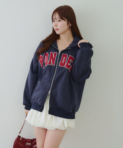 大LOGO拉鍊連帽衛衣