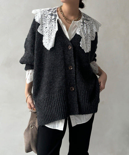 寬鬆版型V領針織開衫